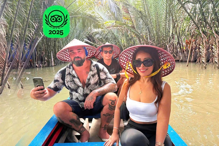 Authentic Mekong Delta: Tuk Tuk, Rowing Boat, Biking Regular Tour (Max 25 Pax)